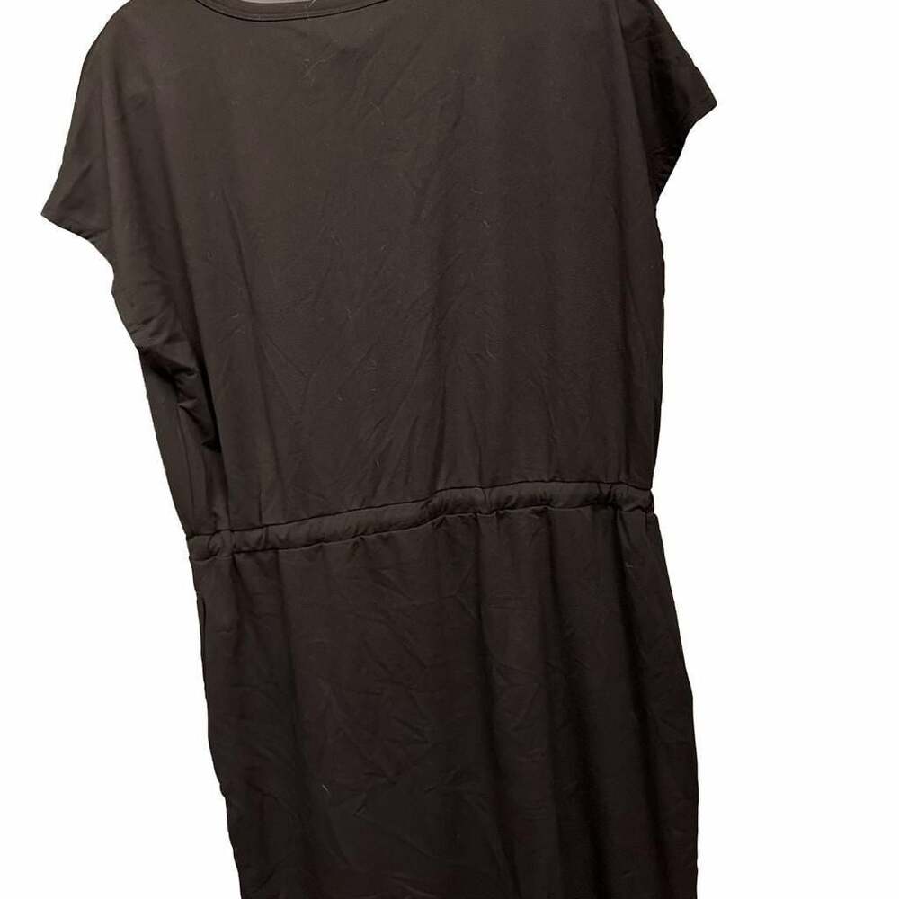 32 Degrees Cool Soft Lux Short Sleeve Ruched Drawstring Waist Dress Black - Picture 4 of 4